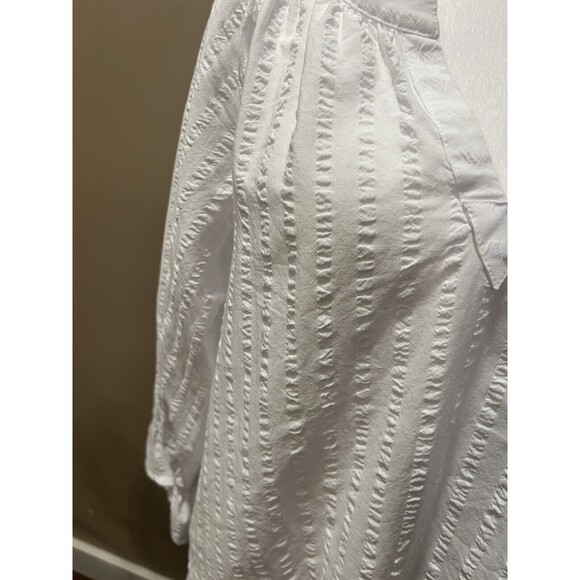 Tommy Bahama Womens Blouse S/P White Textured Stripes 100% Cotton Cottage Core - Picture 2 of 9